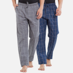 Men Super Combed Cotton Pack of 2 Checkmate Lounge Pants